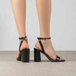 RAID Chantal Block Heels In Black Metallic -Raid London Sales Store Chantal Black 4