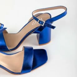 RAID Chantal Block Heels In Blue Metallic -Raid London Sales Store Chantal Blue 5