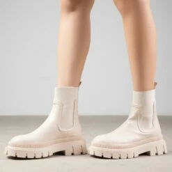 RAID Clovia Chunky Ankle Boot In Ecru -Raid London Sales Store Clovia Nude 3