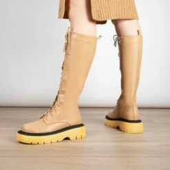 RAID Colira Long Boot In Camel -Raid London Sales Store Colira Black Nude 4