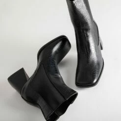 RAID Constant Block Heeled Ankle Boot In Black Croc -Raid London Sales Store Constant Black 5