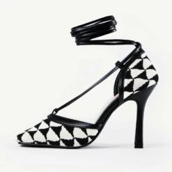 RAID Cornell Heeled Pump In Black/Cream -Raid London Sales Store Cornell Black White 5