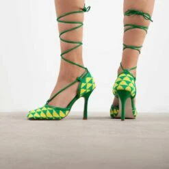 RAID Cornell Heeled Pump In Green/Yellow -Raid London Sales Store Cornell Green Yellow 3