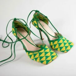 RAID Cornell Heeled Pump In Green/Yellow -Raid London Sales Store Cornell Green Yellow 4