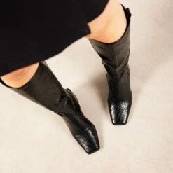 RAID Dale Long Boot In Black Croc -Raid London Sales Store Dale Black 3