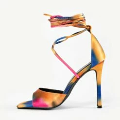 RAID Dawson Strappy Heel In Orange Multi -Raid London Sales Store Dawson Multi 5
