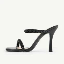 RAID Destined Strappy Heeled Mule In Black -Raid London Sales Store Destined Black 4