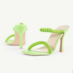 RAID Destined Strappy Heeled Mule In Green -Raid London Sales Store Destined Lime Green 5