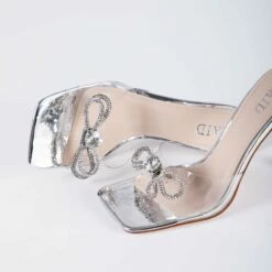 RAID Ediva Heeled Mule In Silver -Raid London Sales Store Ediva Silver 4