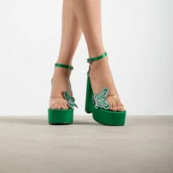 RAID Elizah Platform Butterfly Heel In Green -Raid London Sales Store Elizah Green 3