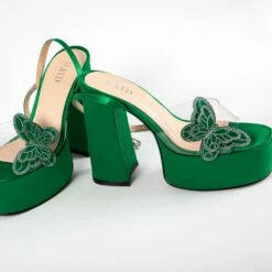 RAID Elizah Platform Butterfly Heel In Green -Raid London Sales Store Elizah Green 4