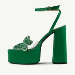 RAID Elizah Platform Butterfly Heel In Green -Raid London Sales Store Elizah Green 5