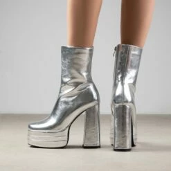 RAID Emely Platform Ankle Boot In Silver -Raid London Sales Store Emely Silver 5