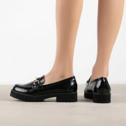 RAID Empire Chunky Shoe In Black Crinkle -Raid London Sales Store Empire Black 3