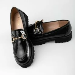 RAID Empire Chunky Shoe In Black Crinkle -Raid London Sales Store Empire Black 5