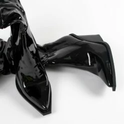 RAID Estacia Ruched Long Boot In Black Patent -Raid London Sales Store Estacia Black 4