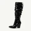 RAID Estacia Ruched Long Boot In Black Patent