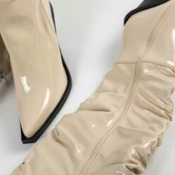 RAID Estacia Ruched Long Boot In Off White Patent -Raid London Sales Store Estacia OffWhite 4
