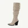 RAID Estacia Ruched Long Boot In Off White Patent -Raid London Sales Store Estacia OffWhite 5