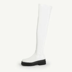 RAID Fabrizio Over The Knee Boot In White -Raid London Sales Store Fabrizio White 1
