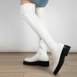 RAID Fabrizio Over The Knee Boot In White -Raid London Sales Store Fabrizio White 3