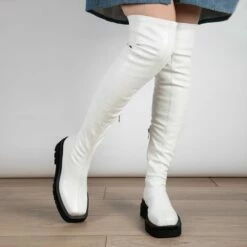 RAID Fabrizio Over The Knee Boot In White -Raid London Sales Store Fabrizio White 4