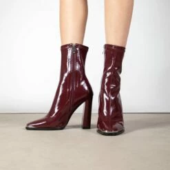 RAID Faith Block Heeled Ankle Boot In Dark Red -Raid London Sales Store Faith Red 2