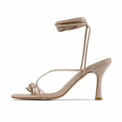 RAID Fane Lace-up Heeled Sandal In Nude Patent -Raid London Sales Store Fane Nude 5 5c68bbb5 e588 4cae 9194 0ced1cbe9e45