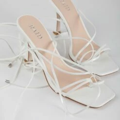 RAID Fane Lace-up Heeled Sandal In White Patent -Raid London Sales Store Fane White 4