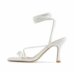 RAID Fane Lace-up Heeled Sandal In White Patent -Raid London Sales Store Fane White 5 881f713d 6be5 47b5 af3a 414b3101b48a
