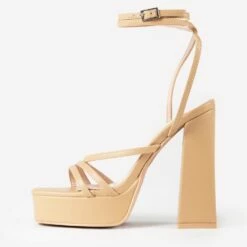RAID Fia Platform Heel In Nude -Raid London Sales Store Fia Nude 4