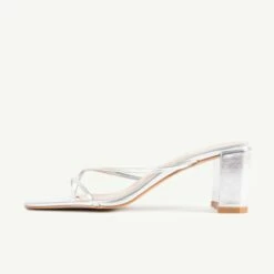 RAID Freddy Heeled Mule In Silver -Raid London Sales Store Freddy Silver 4