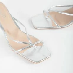 RAID Freddy Heeled Mule In Silver -Raid London Sales Store Freddy Silver 5