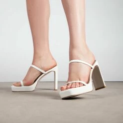 RAID Genica Heeled Mule In White -Raid London Sales Store Genica White 3