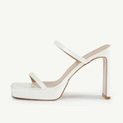 RAID Genica Heeled Mule In White -Raid London Sales Store Genica White 4