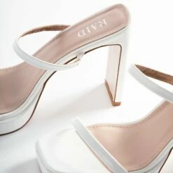 RAID Genica Heeled Mule In White -Raid London Sales Store Genica White 5