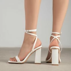 RAID Ginny Block Heels In White -Raid London Sales Store Ginny White 4