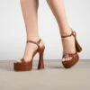 RAID Gracelyn Platform Heel In Brown Croc -Raid London Sales Store Gracelyn Brown 1