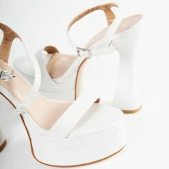 RAID Gracelyn Platform Heel In White Croc -Raid London Sales Store Gracelyn White 5