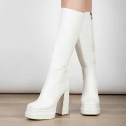 RAID Granger Block Heeled Boot In White -Raid London Sales Store Granger White 3