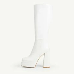 RAID Granger Block Heeled Boot In White -Raid London Sales Store Granger White 4