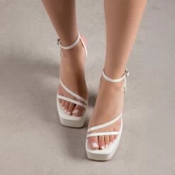 RAID Happy Platform Heel In Off White -Raid London Sales Store Happy White 2