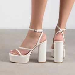 RAID Happy Platform Heel In Off White -Raid London Sales Store Happy White 3
