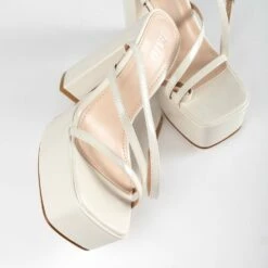 RAID Happy Platform Heel In Off White -Raid London Sales Store Happy White 4