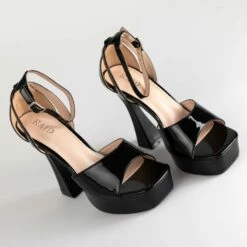 RAID Hope Platform Heels In Black Patent -Raid London Sales Store Hope Black 4