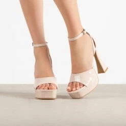 RAID Hope Platform Heels In Nude Patent -Raid London Sales Store Hope Nude 2