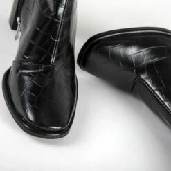 RAID Ivonne Block Heeled Boot In Black Croc -Raid London Sales Store Ivonne Black 4