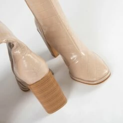 RAID Ivonne Block Heeled Boot In Cream Croc -Raid London Sales Store Ivonne Cream 4