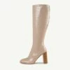 RAID Ivonne Block Heeled Boot In Cream Croc