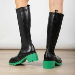 RAID Jadon Long Boot In Green -Raid London Sales Store Jadon Black Green 2